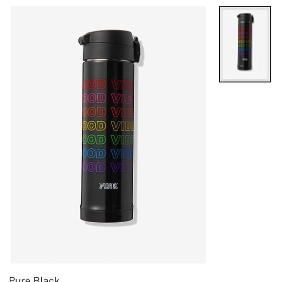 ❗️1 LEFT💕VS PINK BLACK RAINBOW LOGO THERMOS - Picture 3 of 8